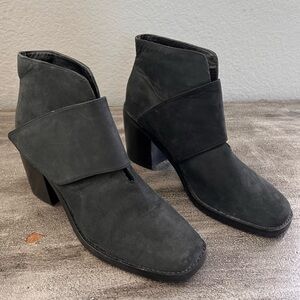 Shellys London Boots Alizia Nubuck Leather Booties Chunky Heel Charcoal 10